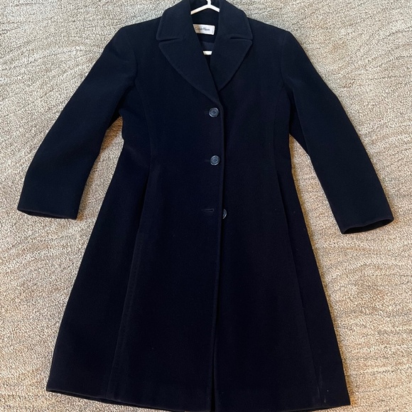 Calvin Klein Women's Single-Breasted Button Coat Wool Blend Black -2 - Picture 2 of 7